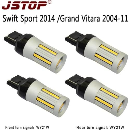 JSTOP 4pcs/set 12-24V led Turn Signal car lamp W21W T20 7440 Canbus 100%No error WY21W yellow Auto Front Rear Turn Signal Lights