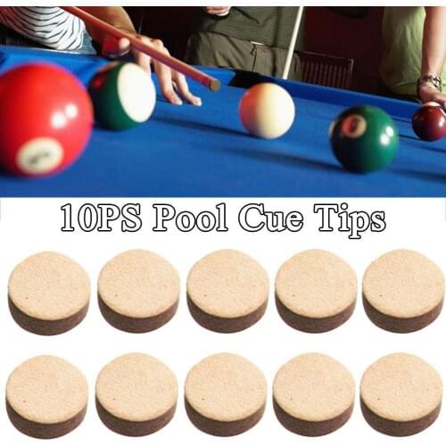 Classic Delicate Texture Durable Pool Cue Tips 10pcs Tips Tips Billiards Billiard Stick Pool Cue Cue Snooker Accessories