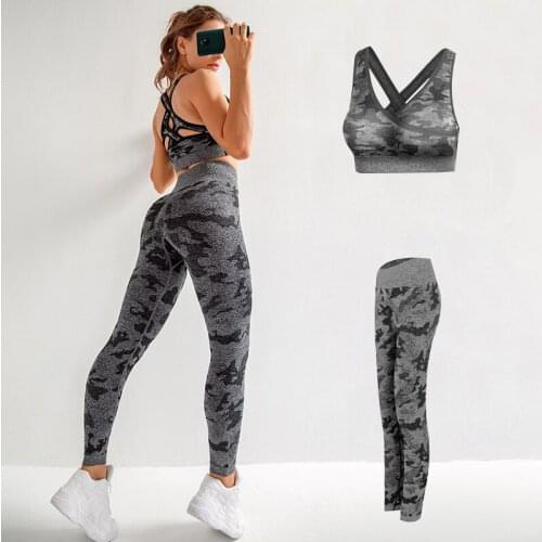 Women Gym Set Clothes 2 Piece Yoga Set Sports Tights Women Fitness Sports Suit Seamless Set Sports Bra + Leggings Jogging