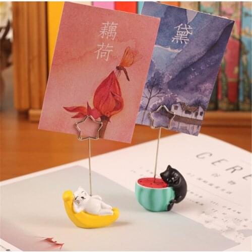 Creative Cartoon Cactus Resin Card Holder Postcards Holder Photo Memo Sticky Notes Holder