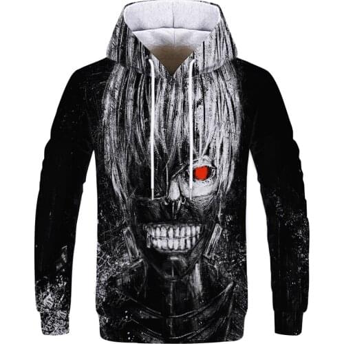 Fashion New Hoodie Mens Ghoul Anime Harajuku Hip Hop Pullover Long Sleeve Casual Sexy Mens All-match Top
