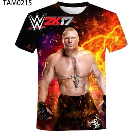 WWE 2021 summer new cotton 3D printing mens and womens original personalized T-shirt short sleeve childrens Fashion Top