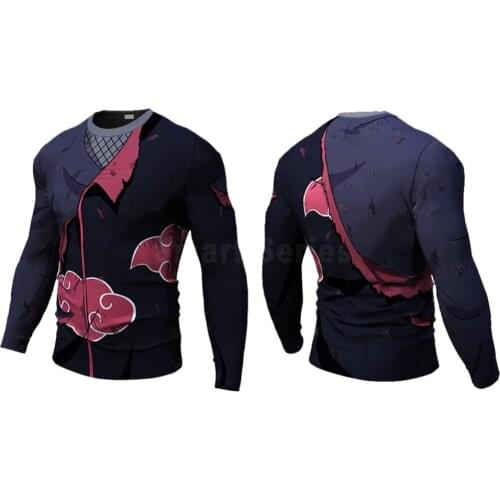 Mens Autumn Cool Breathable Cartoon 3D Anime Cosplay T-Shirts Casual Patchwork Long Sleeve Shirt For Man