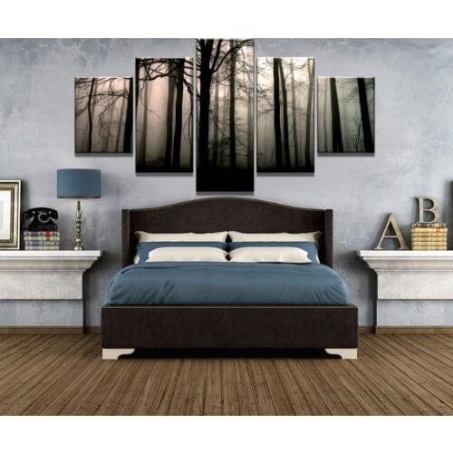 Wall Canvas Painting 5 Piece Forest Dawn Decor Artwork Prints Living Room Home Modern Decorations Posters Modular Pictures
