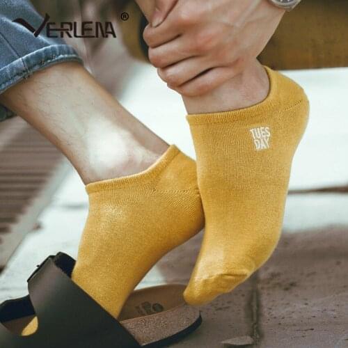 Verlena 2017 Mustard Yellow Comfortable Pure Cotton Socks Women Letter Tuesday Embroidered Simple Clear Special Novelty Socks