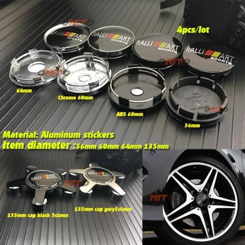 New 4pcs 135MM 64mm 56MM 60MM Wheel emblem covers For Mitsubishi RalliArt Lancer Ralli Art 10 Asx Car Emblems Badge Accessories