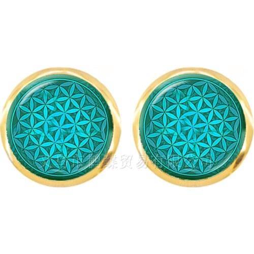 Charm Mandala Art Picture Earrings Henna Crystal Earring Yoga Om Symbol Zen Buddhism Glass Earrings For Women Girls Jewellery