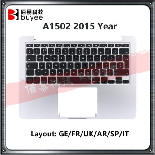 Original new A1502 TopCase Keyboard For MacBook Retina Pro 13.3" 2015 A1502 Palmrest German/French/UK/Canadian/Spainsh Keyboard