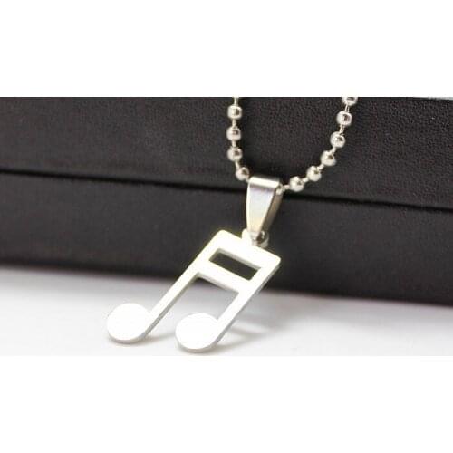 Treble Clef Music Note 316L Stainless Steel Pendant Necklace with Free chain