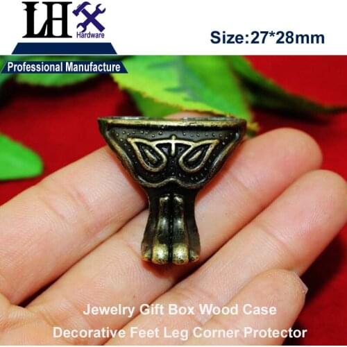 P0YP87 4pcs/lot Claw-shape Zinc Alloy Stripes Jewelry Gift Box Wood Case Furniture Decorative Feet Leg Corner Protector