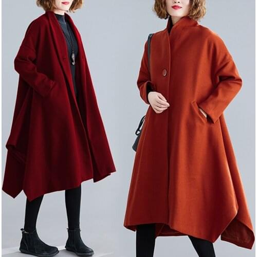 New Woolen coat female 2020 Women Autumn Winter Loose Korean fashion clothing Cardigan Cape long Outerwear Thicken trench coats