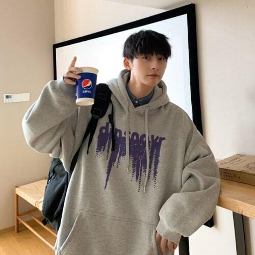 INXYZ Casual Solid Color Men Hoodie Creative Letter Printing Fleece Pullover Winter Warm Female Jacket Spring Autumn All-match