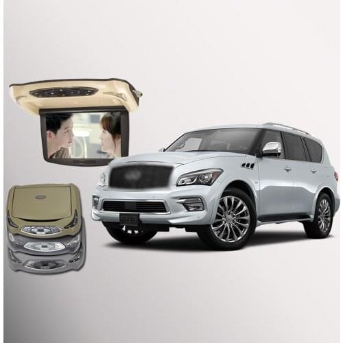 BigBigRoad For Infinit QX80 Roof 1080P Flip Down Slim Monitor Overhead Player Wide Screen With HDMI USB FM TV Game IR Remote