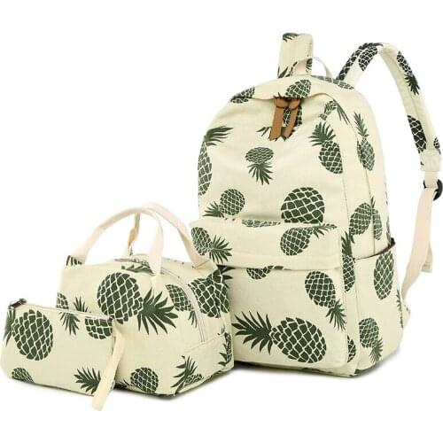 Princess Fruit Printing SchoolBags Children Backpacks For Teenager Girls Primary School Bags Child Orthopedics 3pcs Set Backpack