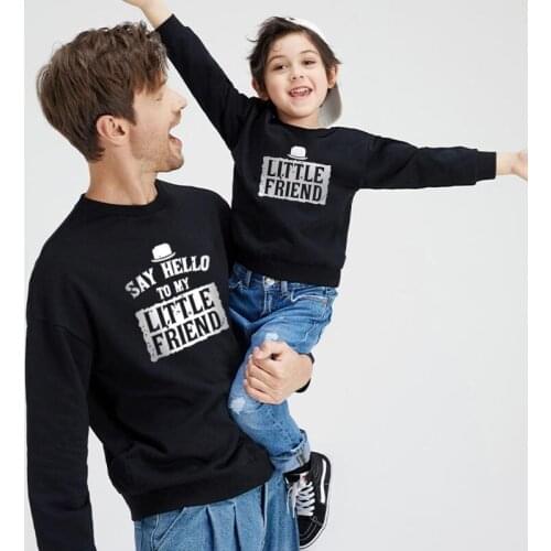 Family Matching Outfits Autumn Winter New Christmas Simple Letter Print Sports Sweater T Shirt Father Kids Boy Girl Home Clothes