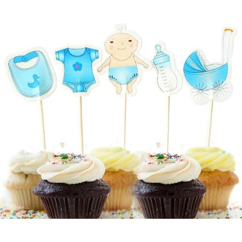 Cake toppers carriage nursing bottle paper banner for Cupcake Wrapper Baking Cup birthday tea party decoration baby shower