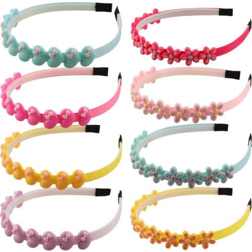 8pcs/set Girls Spring Headbands Resin Heart Solid Hairbands Flower Hair Bands Sweet Cute Hairbow Design Children Head Hoop