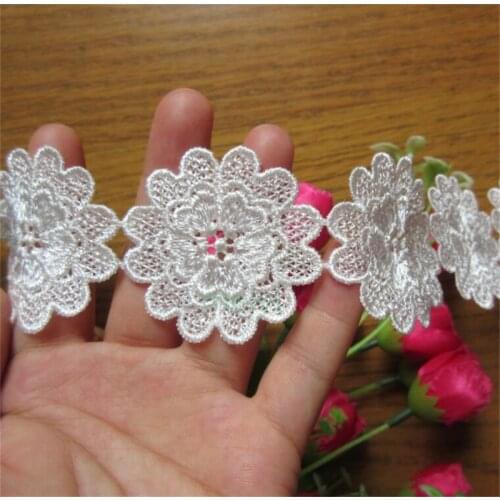 10X White 45x45mm Polyester Flowers Embroidered Lace Trim Ribbon Fabric Handmade DIY Wedding Sewing Supplies Craft Decoration