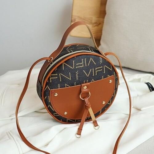 Womens bag 2020 new net red fashion contrast color small round bag versatile One Shoulder Messenger Handbag