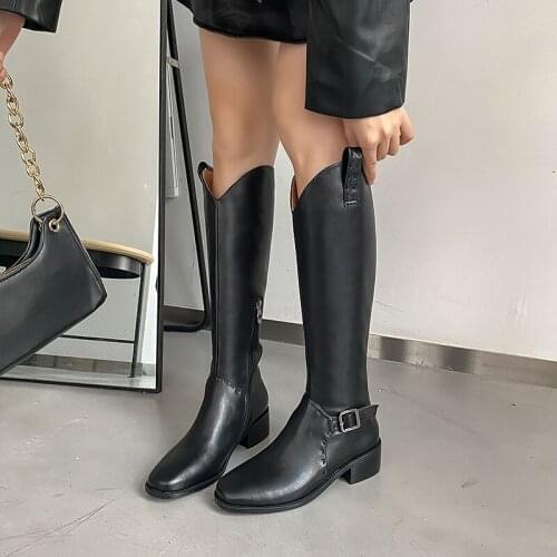 Bottes femme new winter knee high boots womens shoes all genuine leather British style riding boots female motorcycle boots