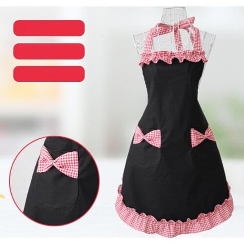 Women Apron Waterproof Oil-proof Anti-fouling Bowknot Cotton Cloth Home Kitchen Restaurant Waiter Work Apron Aprons for Woman