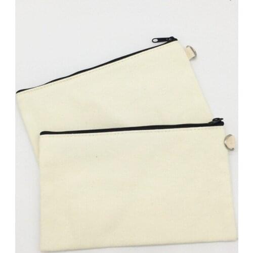 100pcs 19.5x11cm canvas zipper Pencil cases pen pouches cotton cosmetic Bags makeup bags Mobile phone clutch bag custom logo