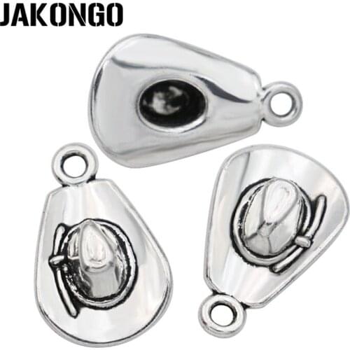 15pcs Silver Plated Cowboy Hat Charms Pendants for Bracelet Necklace Jewelry Making Accessories Handmade DIY Craft 20x13mm