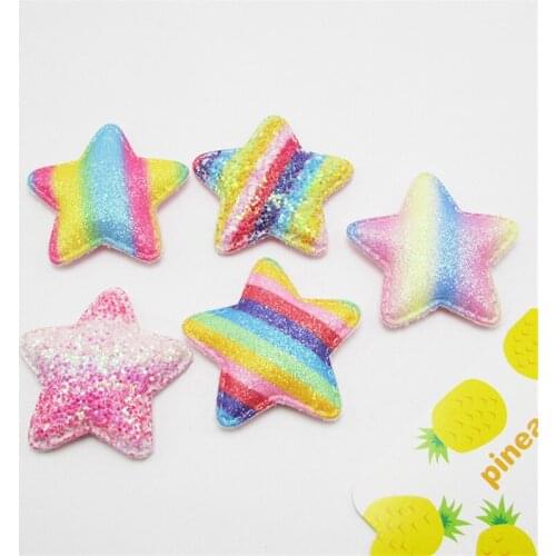 20Pcs Glitter Rainbow Stars Padded Appliqued DIY Craft Supplies Kids Hair Accessories Materials Ornaments Jewelry Embellishments