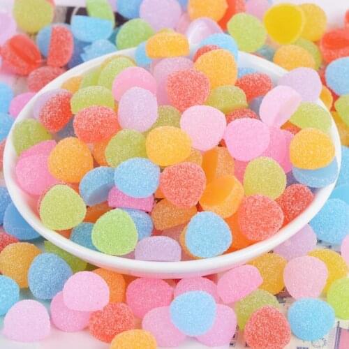 20pcs/lot Resin Candy Flat Back Cabochon Kawaii DIY Rainbow Resin Craft Decoration Embellishment For Hair Bow Accessories