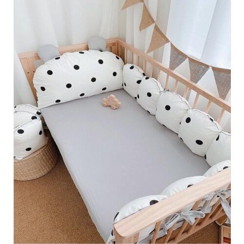 5Pcs Baby Crib Set Cotton Cartoon Bear Newborn Protection Bumper Crib Cushion Pillow Mattress Cover Infant Room Decor Bedding