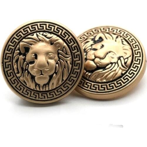 6PCS Clothes Buttons Fashion Lion Head Sewing Button Round Shaped Metal Gold Button Set for Men Women Blazer Coat Uniform Shirt