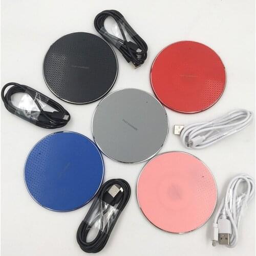 7.5W/10W Metal Ultra-thin Wireless Charger With Cable For iPhone X XR XS 8 Plus Sumsung S10 S9 S8 Plus Note 10 + Mi MIX 2S 3