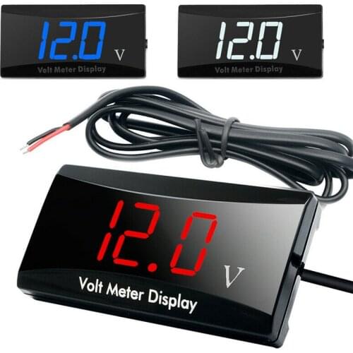 Car LED Digital Display Voltmeter Motorcycle Voltage Gauge Meter Panel Flashing Waterproof Warning Lights Auto Accessories