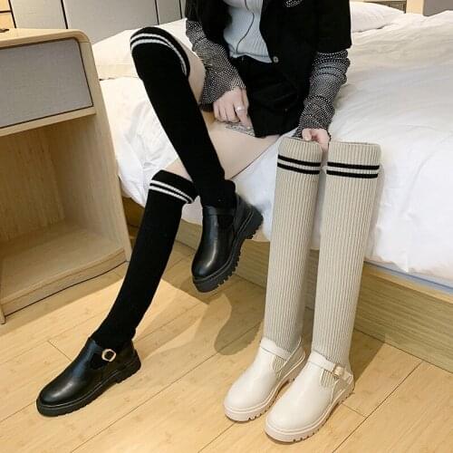 Plus velvet warm cotton shoes flat boots Stockings female snow boots Cute Snow Boots Winter non-slip student U11-42