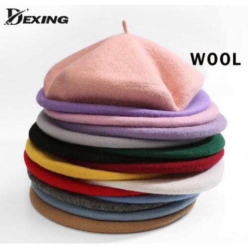 100% real wool Beret Lady Autumn Winter Wool Berets Women Warm Walking Hats Female Elegant French Beret Flat Girl Painter Caps