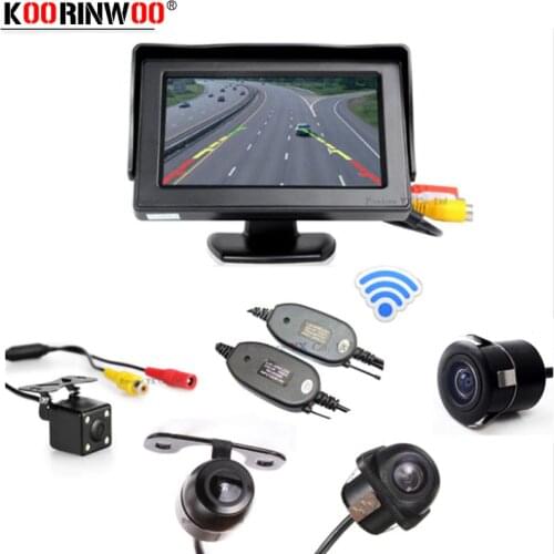 Koorinwoo Wireless Car TFT LCD Monitor Video Screen with Car Rearview camera Reversing Cam Parking Assist car detector