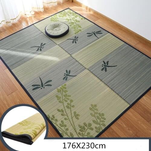 Huge Floor Rug Carpet Rectangle Grass Rush Tatami Foldable Mat Summer Living Room Mattress Portable Oriental Carpet 176x230cm