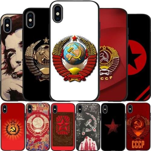 Soviet Union USSR Grunge Flag Painted Black Phone Case for iPhone XR X XS 11 Pro Max 6 6S 7 8 Plus 5 5S SE Cover Coque