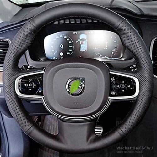 DIY car steering wheel cover for Volvo XC90 V90 S90 XC60 S60L V40 V60 S80L hand-stitched leather Auto interior Auto parts