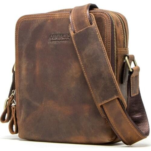 Hot 100% genuine leather men shoulder bag crossbody bags for men high quality bolsas fashion messenger bag for 9.7" Ipad 2020