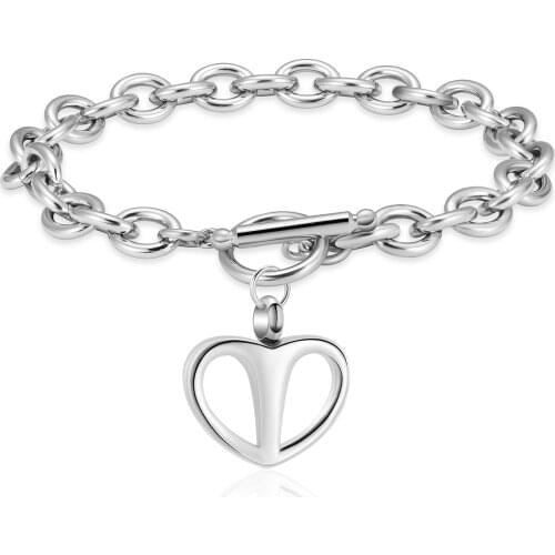 Imrsanl Cremation Jewelry Urn Bracelet for Ashes Stainless Steel Heart Cremation Bracelet Bangle Adjustable Memorial Keepsake