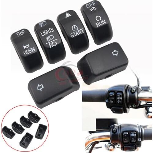 6Pcs Hand Control Switch Housing Button Cover Cap Kit Fits for Harley Dyna Softail Sportster XL Motorcycle Accessories