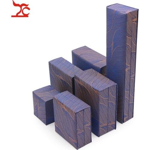 Chinese Style Brocade Jewelry Storage Box Quality Blue Ring Pendant Bangle Organizer Case Birthday Engagement Gift Ring Box