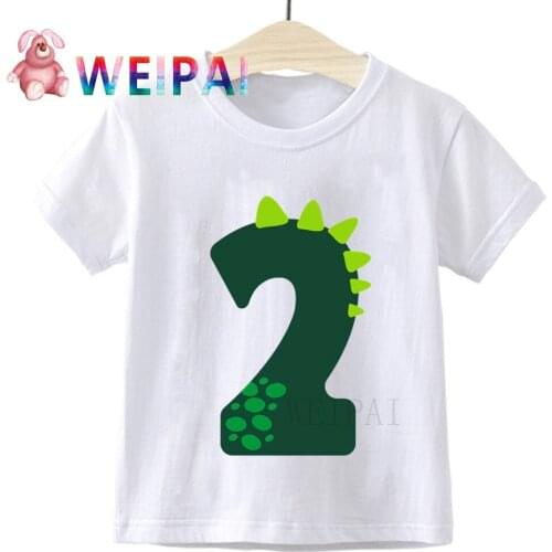 Boys Cute Little Dinosaur Birthday Number Cartoon T Shirt Children Dino Happy Birthday Present T-shirt Boy&Girl Gift Kid Tshirt
