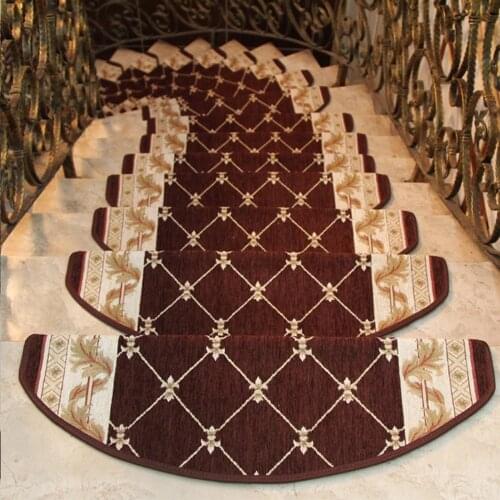 Non-slip Stair Carpet Self-adhesive European-style Garden Floral Floor Mat Living Room Soft Ladder Stairs Step Door Mat