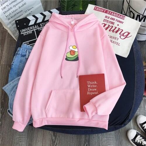 New Ins Korean Hoodie Sweatshirt Printing Avocado Hoodie Hoddies for Teens Women Tops Long Sleeve Women Hoodies