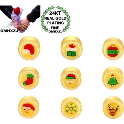 OMHXZJ Wholesale CA455 European Fashion Fine Woman Girl Party Birthday Wedding Gift Christmas Tree Deer 24KT Gold Pendant Charm