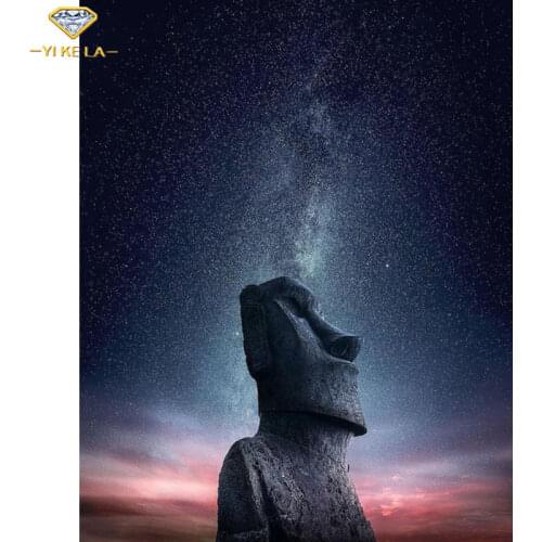 Full Square Drill 5D DIY Diamond Embroidery Moai Starry Sky Diamond Painting Cross Stitch Rhinestone Mosaic Decoration Gift