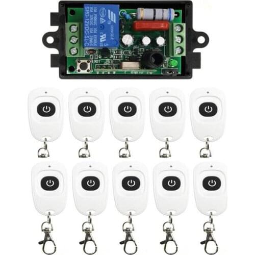Universal RF Wireless Remote Control light switch AC 220 V 10 A 1 channel 1 * Receiver +10* Transmitter Learning code