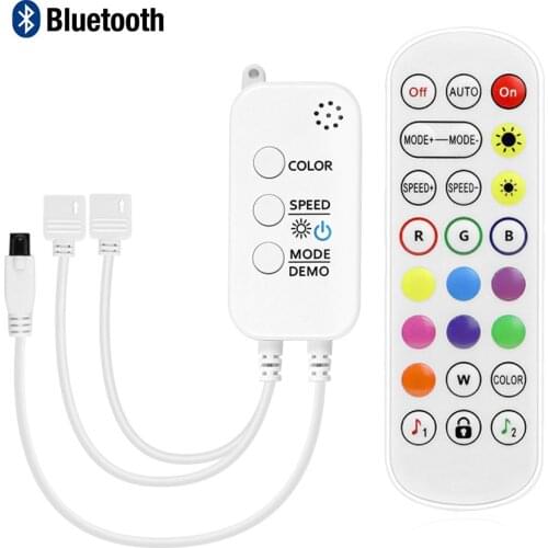 DC5V-24V Bluetooth Controller for RGB led strip 5050 2835 Bluetooth LED Controller with 24Key Remote Control Build In Microphone